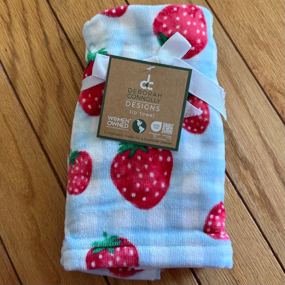 NWT Deborah Connolly Designs Strawberry Tip Towel | Women-Owned OEKO-TEX Summer